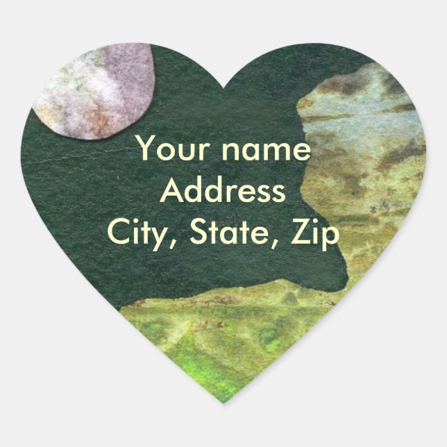 Sci-Fi lavender moon over a green alien world Heart Sticker (Front)