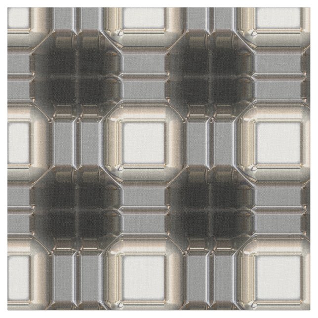 Sci-Fi Metal Patterns 5 Custom Fabric (Close Up)