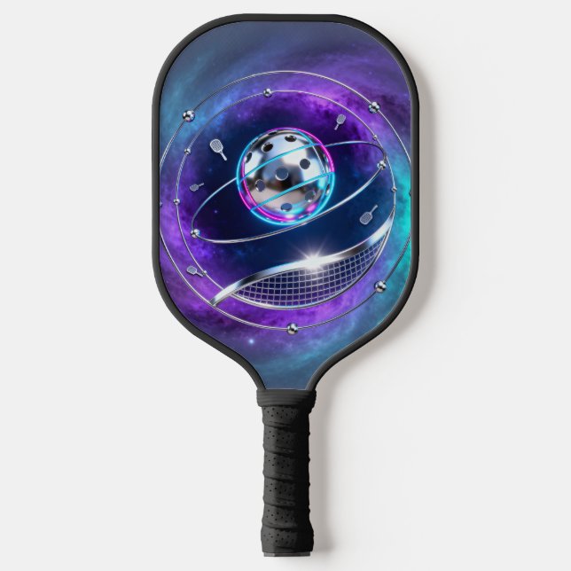 Sci-Fi Metallic Pickleball Core – Galaxy Orbit Pad Pickleball Paddle (Front)