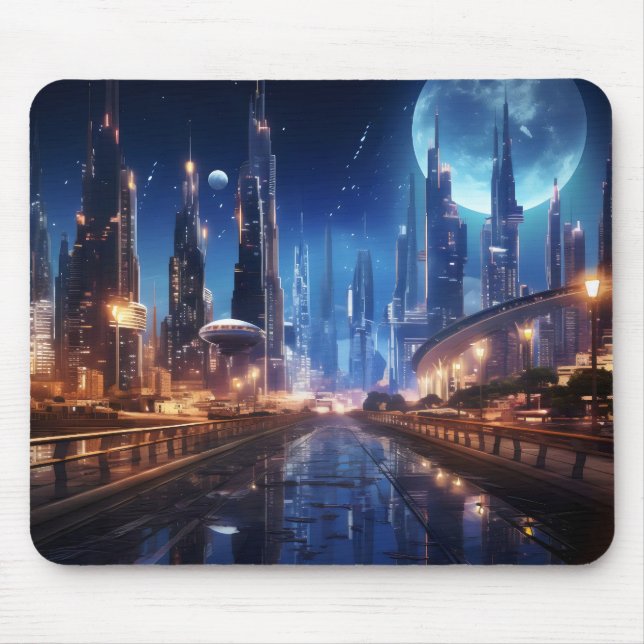 Sci-Fi Night City Mouse Pad (Front)