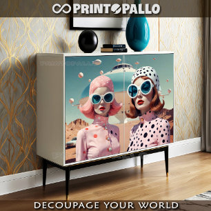 Sci-fi Retrofuturistic fashion women couple (2) Tissue Paper