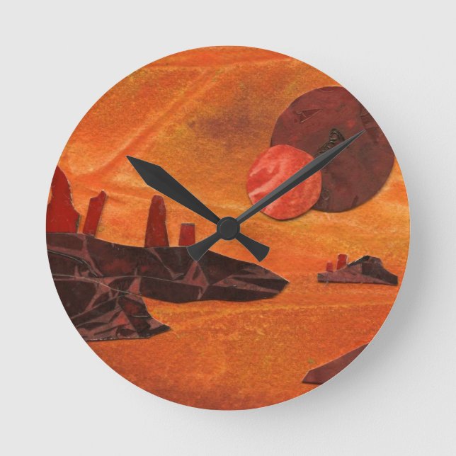 Sci-Fi "Seas of Fire" double suns, lava seas Round Clock (Front)