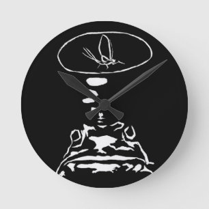 Sci-Fi smart animals "Hungry Frog Dreams" Round Clock