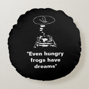 Sci-Fi smart animals "Hungry Frog Dreams" Round Cushion