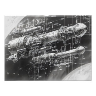 Sci-Fi Space Black Diagram Photo Print