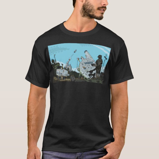 Sci Fi Spin Lauched Space Port. T-Shirt (Front)