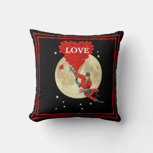 Sci fi superhero and love heart cushion