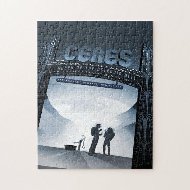 Sci-Fi Travel Ad, Dwarf Planet Ceres Jigsaw Puzzle (Vertical)