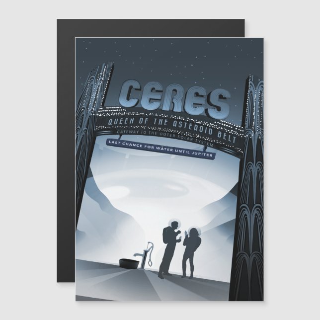 Sci-Fi Travel Ad, Dwarf Planet Ceres Magnetic Invitation (Front/Back)