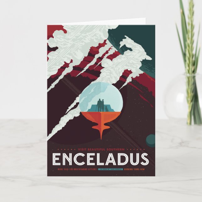 Sci-Fi Travel Ad, Moon Enceladus Card (Front)