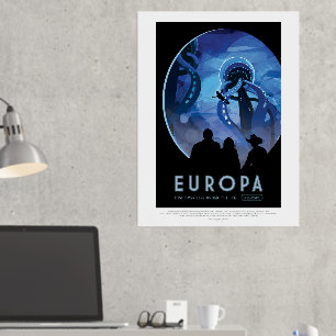 Sci-Fi Travel Ad, Moon Europa Foil Prints