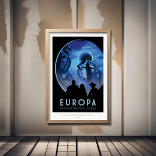 Sci-Fi Travel Ad, Moon Europa Photo Print