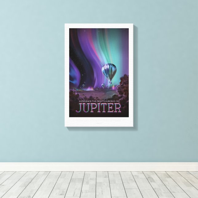 Sci-Fi Travel Ad, Planet Jupiter Canvas Print (Insitu(Wood Floor))