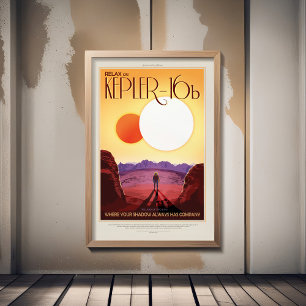 Sci-Fi Travel Ad, Planet Kepler 16b Photo Print