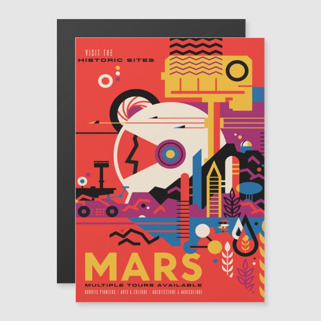 Sci-Fi Travel Ad, Planet Mars Magnetic Invitation (Front/Back)