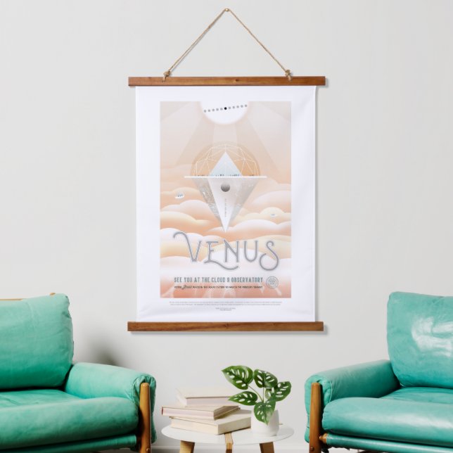 Sci-Fi Travel Ad, Planet Venus Hanging Tapestry (Living Room)