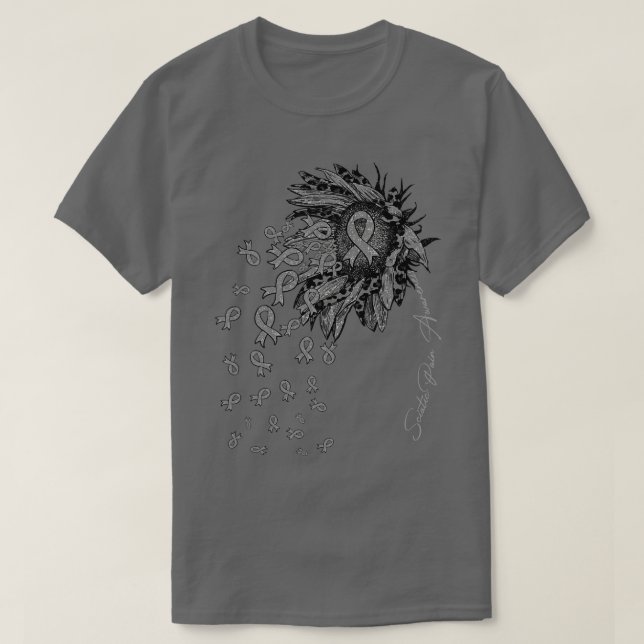 Sciatic Pain Awareness Sunflower ribbon flowers fa T-Shirt (Design Front)