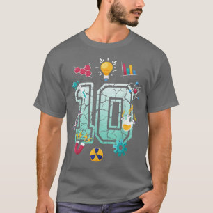 Science 10 Year Old Birthday School Party Scientif T-Shirt