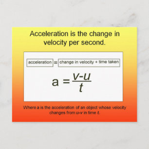 Science, Acceleration is the increase in velocity Postcard