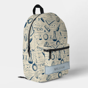 Science and Time Beige Kids Back To School Printed Backpack