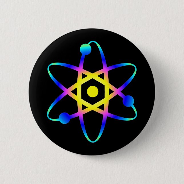 science atom 6 cm round badge (Front)