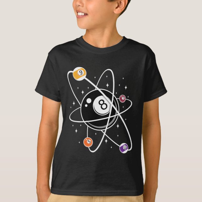 Science Atom Pool Lover 8- Billiards  T-Shirt (Front)