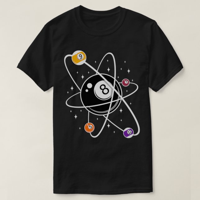 Science Atom Pool Lover 8Balls Billiards Premium  T-Shirt (Design Front)