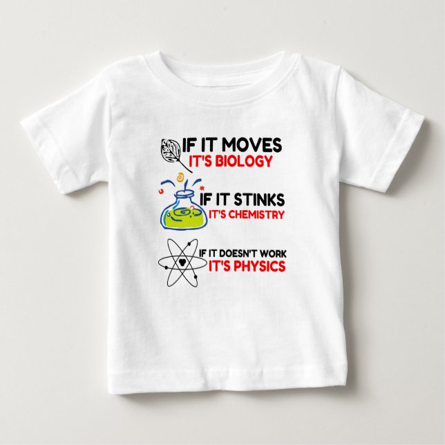 Science BIOLOGY CHEMISTRY PHYSICS Baby T-Shirt (Front)