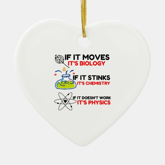 Science BIOLOGY CHEMISTRY PHYSICS Ceramic Tree Decoration (Front)