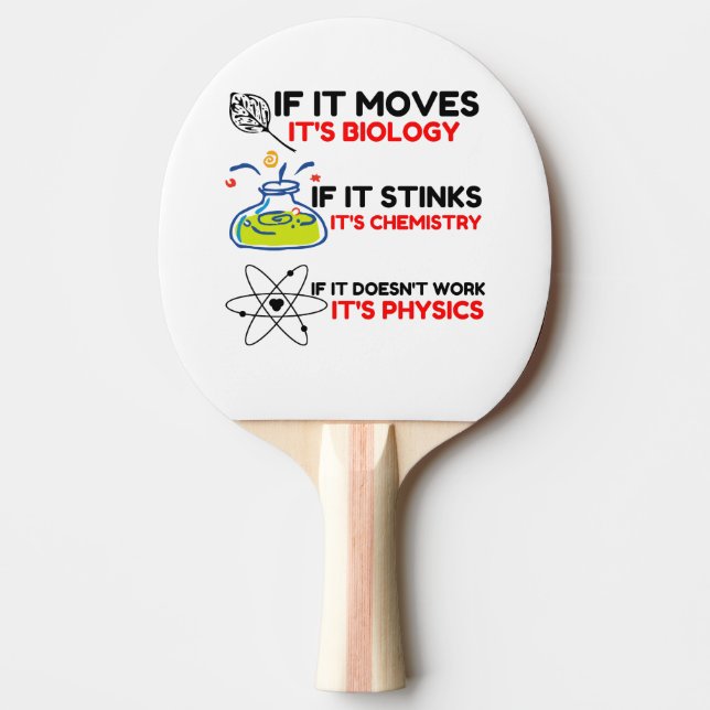 Science BIOLOGY CHEMISTRY PHYSICS Ping Pong Paddle (Front)