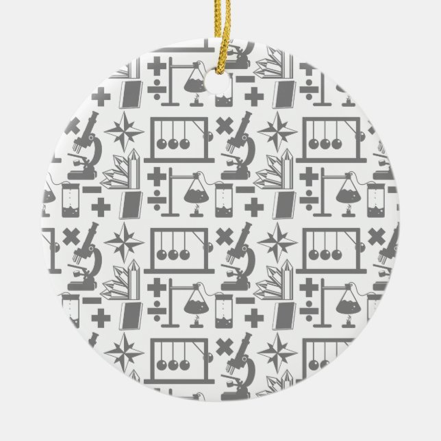 Science Biology Physics Geography Math Pattern Ceramic Tree Decoration (Front)
