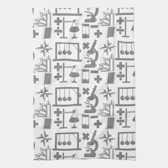 Science Biology Physics Geology Math Pattern Tea Towel (Vertical)