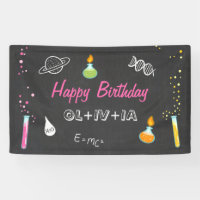 Science birthday banner Experiment Lab Party Girl