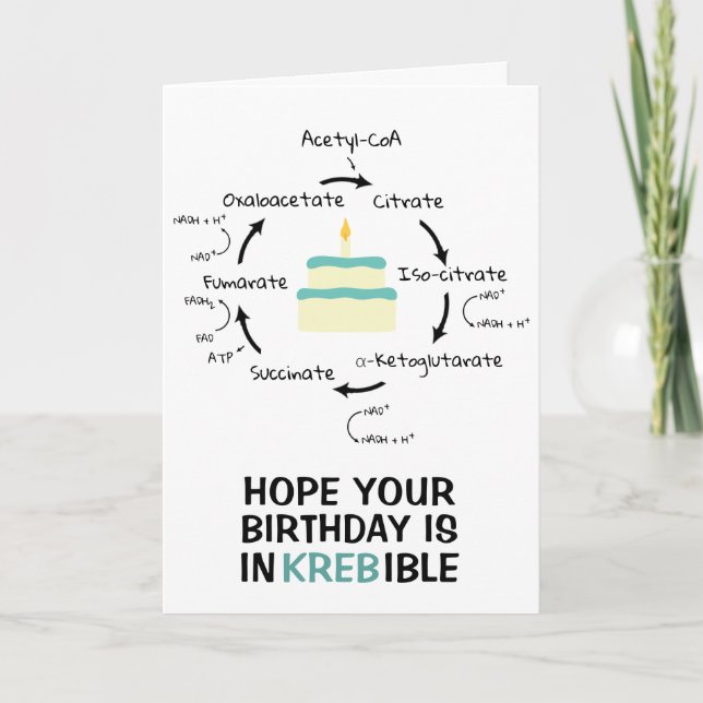 Science Birthday Kreb's Cycle Biology Cake Teacher Card (Front)