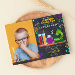 science birthday party photo invitation<br><div class="desc">Celebrate your Birthday Party with our Mad Science Party Invitation.  Designs features experiment tubes on black chalkboard background. This mad scientist birthday photo invitation is perfect for your little genius first birthday party,  science party or science experiment party.</div>