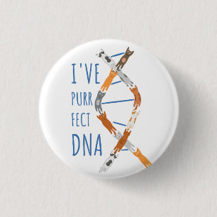 Science Cat DNA Helix I've Purr-fect DNA 3 Cm Round Badge