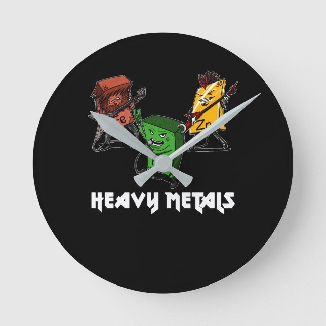 Science Chemistry Heavy Metals Nerd Geek Round Clock (Front)