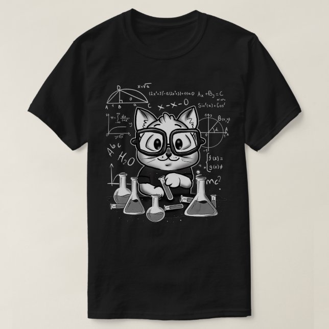 Science Chemistry Kitty Scientist Cat  T-Shirt (Design Front)