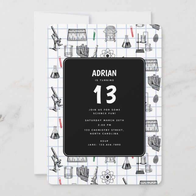 Science Chemistry Scientist Birthday Party Theme Invitation (Front)