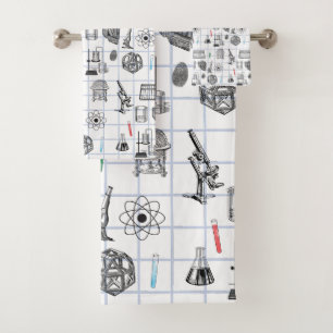 Science Chemistry Scientist Pattern Bath Towel Set