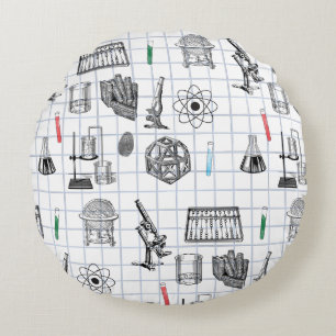 Science Chemistry Scientist Pattern  Round Cushion