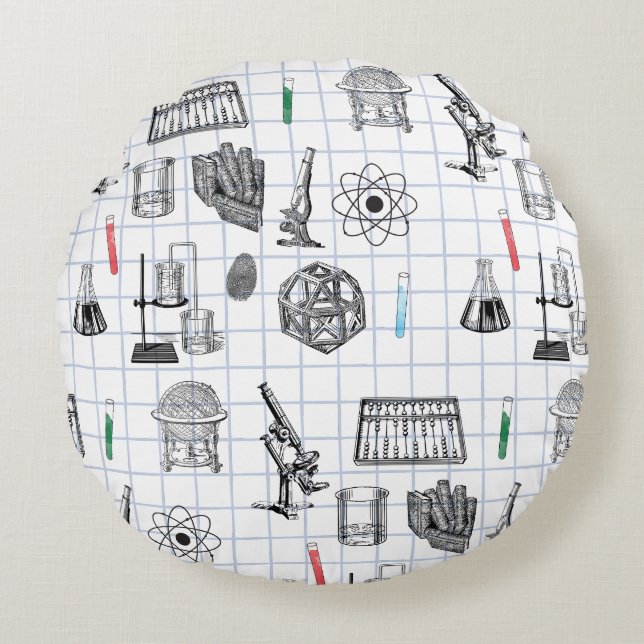 Science Chemistry Scientist Pattern  Round Cushion (Front)