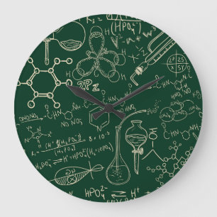 Science, chemistry, vintage laboratory pattern large clock