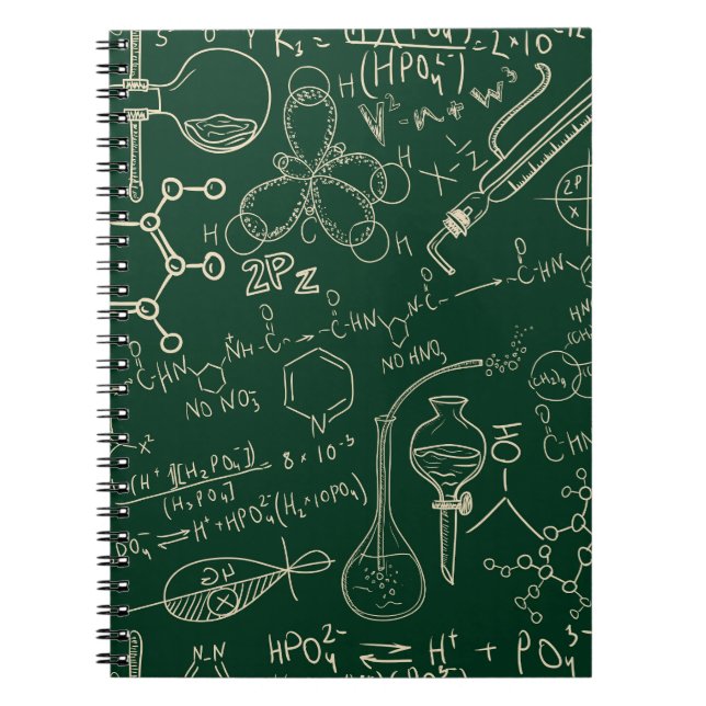 Science, chemistry, vintage laboratory pattern notebook (Front)