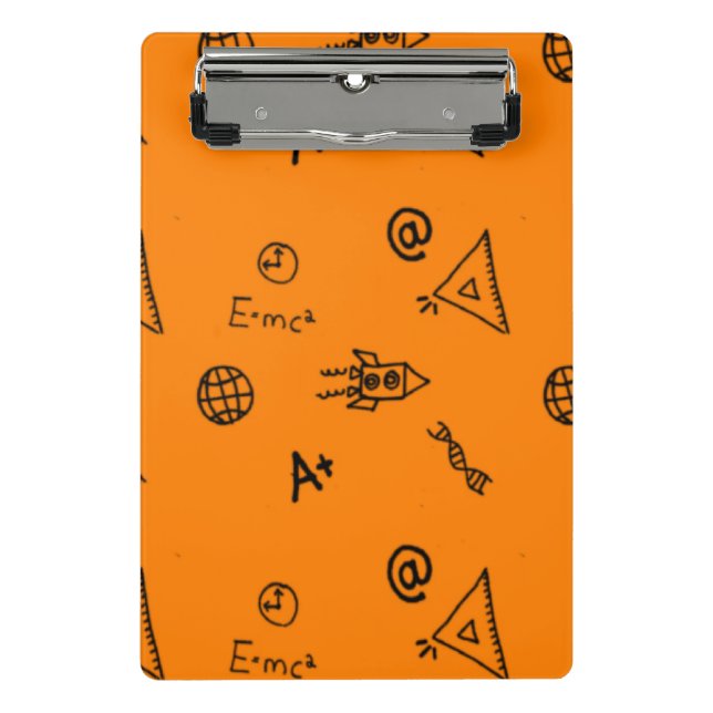 Science class on orange mini clipboard (Front)