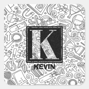 Science Custom Monogram - Letter K Square Sticker