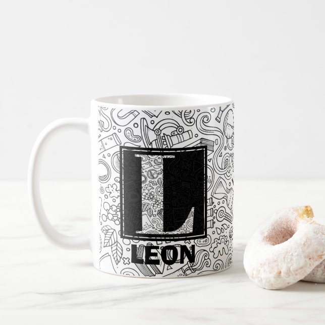 Science Custom Monogram - Letter L Coffee Mug (With Donut)