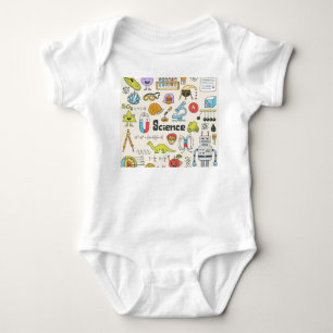 Science Doodles: Hand-Drawn School Set. Baby Bodysuit