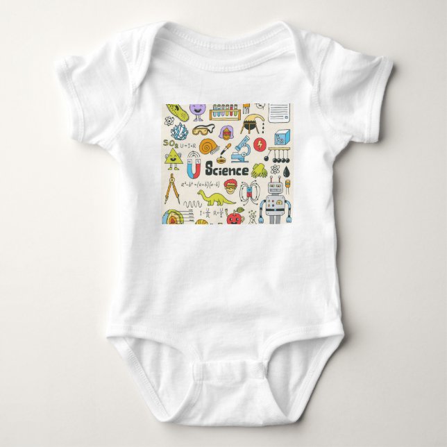 Science Doodles: Hand-Drawn School Set. Baby Bodysuit (Front)