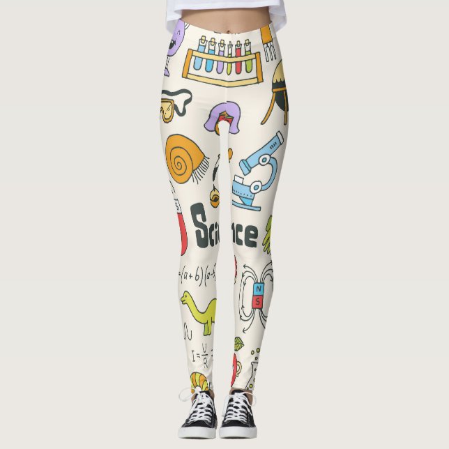 Science Doodles: Hand-Drawn School Set. Leggings (Front)
